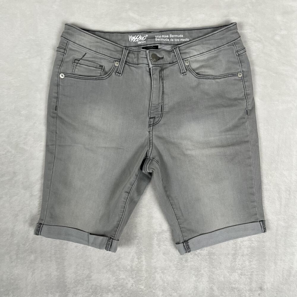 Mossimo Bermuda Shorts Womens 10 30 Gray Mid Rise Denim Cuffed Stretch Y2K